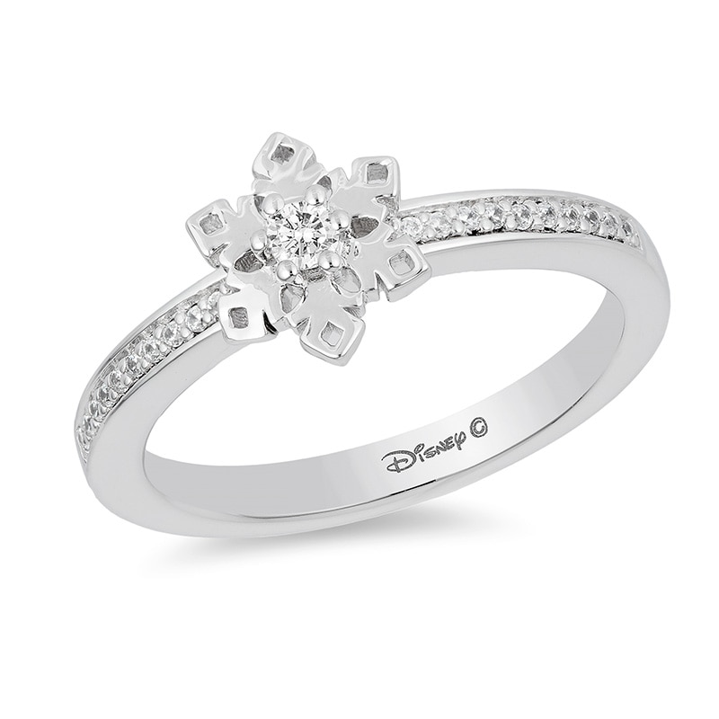 Main Image 1 of Previously Owned - Enchanted Disney Elsa 1/10 CT. T.W. Diamond Snowflake Ring in Sterling Silver