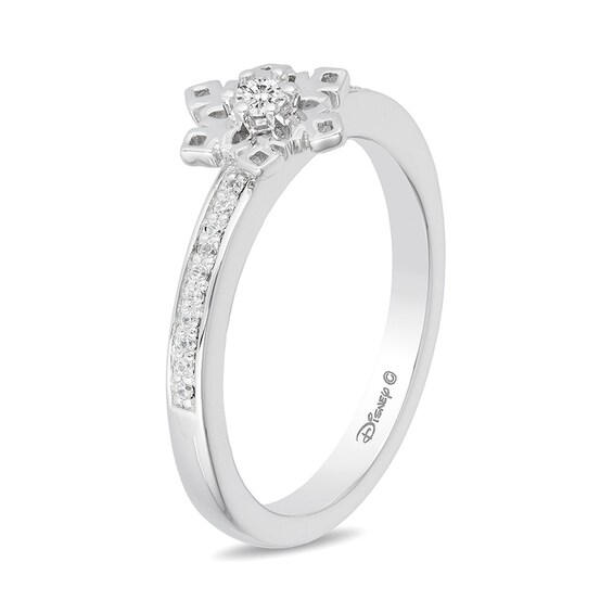 Previously Owned - Enchanted Disney Elsa 1/10 CT. T.w. Diamond Snowflake Ring in Sterling Silver