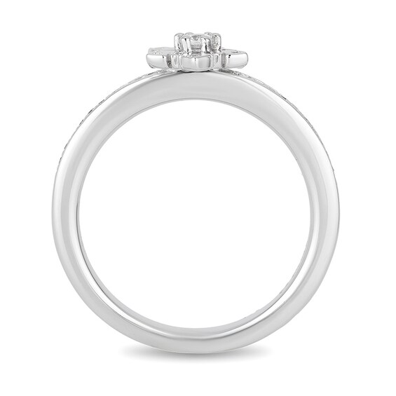 Previously Owned - Enchanted Disney Elsa 1/10 CT. T.w. Diamond Snowflake Ring in Sterling Silver