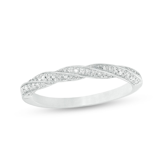 Previously Owned - 1/5 CT. T.w. Diamond Twist Wedding Band in 10K White Gold