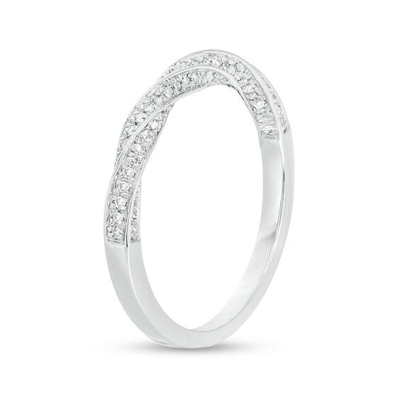 Previously Owned - 1/5 CT. T.w. Diamond Twist Wedding Band in 10K White Gold