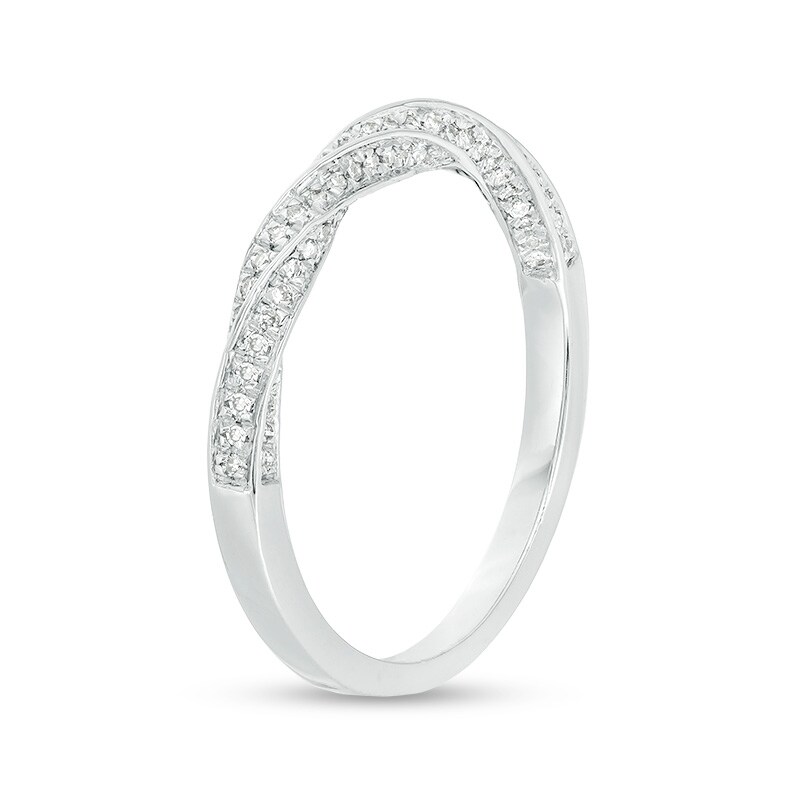 Main Image 3 of Previously Owned - 1/5 CT. T.W. Diamond Twist Wedding Band in 10K White Gold