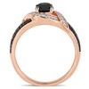 Thumbnail Image 4 of Previously Owned - 1 CT. T.W. Black and White Diamond Ribbon Bypass Engagement Ring in 10K Rose Gold