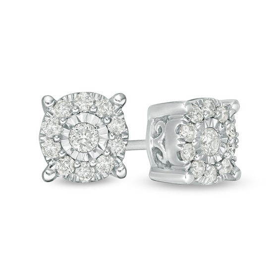 Previously Owned - 1/4 CT. T.w. Diamond Frame Stud Earrings in 10K White Gold