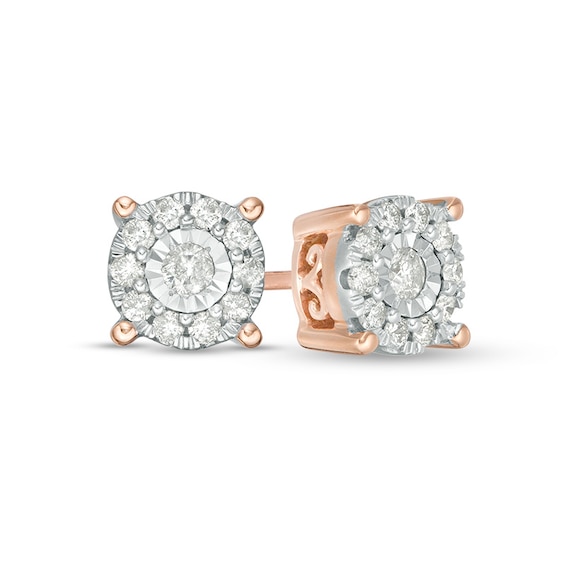 Previously Owned - 1/4 CT. T.w. Diamond Frame Stud Earrings in 10K Rose Gold