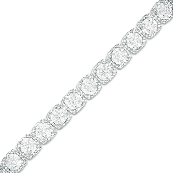 Previously Owned - 2 CT. T.w. Diamond Vintage-Style Tennis Bracelet in 10K White Gold - 7.5"