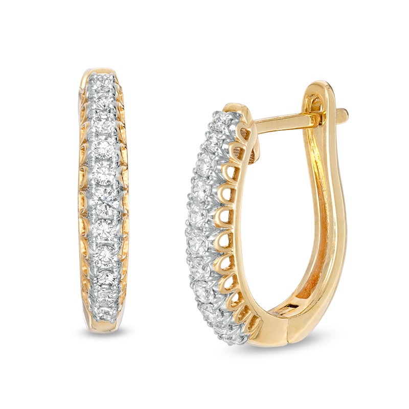 Main Image 1 of Previously Owned - 1/4 CT. T.W. Diamond Hoop Earrings in 10K Gold