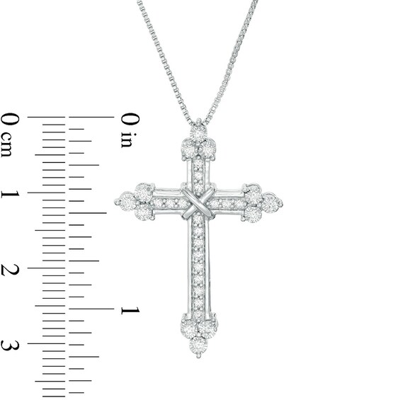 Previously Owned - 3/8 CT. T.w. Diamond Flared Cross Pendant in 10K White Gold