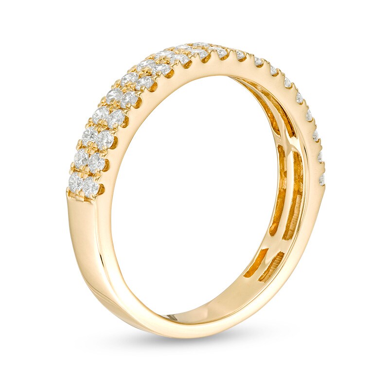 Main Image 3 of Previously Owned - 1/2 CT. T.W.  Diamond Double Row Anniversary Band in 10K Gold (I/I1)