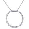 Thumbnail Image 1 of Previously Owned - 1/4 CT. T.W. Diamond Open Circle Pendant in 10K White Gold - 17"
