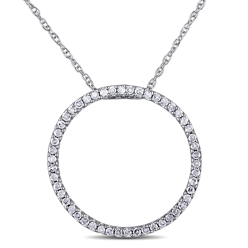 Main Image 1 of Previously Owned - 1/4 CT. T.W. Diamond Open Circle Pendant in 10K White Gold - 17"