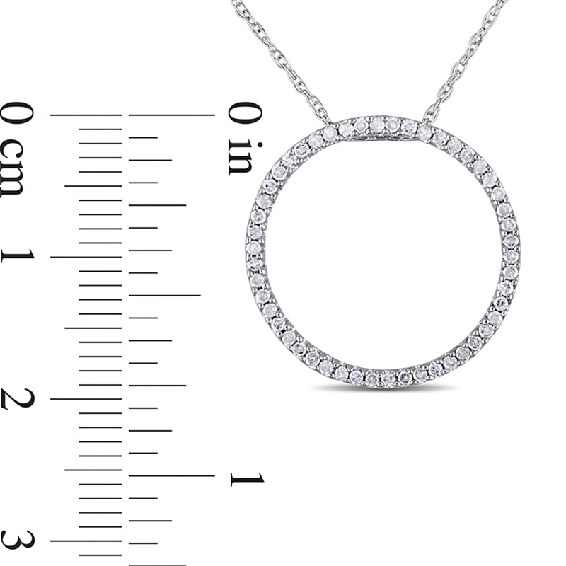 Main Image 3 of Previously Owned - 1/4 CT. T.W. Diamond Open Circle Pendant in 10K White Gold - 17"