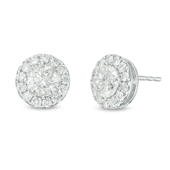 Previously Owned - 2 CT. T.w. Diamond Frame Stud Earrings in 14K White Gold