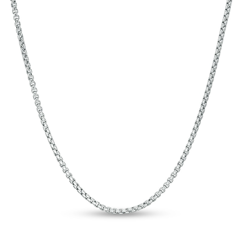 Main Image 1 of Previously Owned - 2.4mm Round Box Chain Necklace in 14K White Gold - 20"