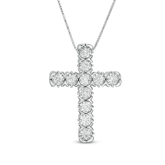 Previously Owned - 1/4 CT. T.w. Diamond Cross Pendant in 10K White Gold