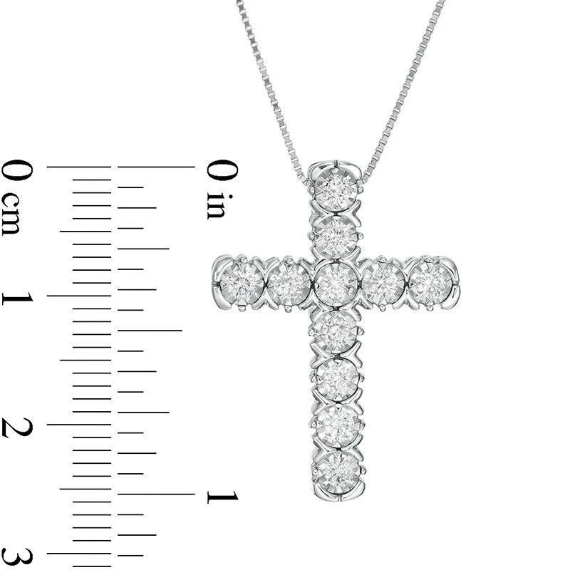 Main Image 2 of Previously Owned - 1/4 CT. T.W. Diamond Cross Pendant in 10K White Gold
