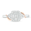 Thumbnail Image 4 of Previously Owned - 3/8 CT. T.W. Baguette and Round Diamond Cushion Frame Tri-Sides Ring in 10K Two-Tone Gold