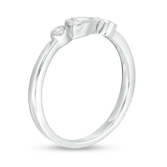 Previously Owned - 1/5 CT. T.w. Pear-Shaped and Round Diamond Bezel-Set Ring in 10K White Gold
