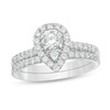 Thumbnail Image 1 of Previously Owned - 1 CT. T.W. Pear-Shaped Multi-Diamond Frame Bridal Set in 10K White Gold