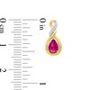 Thumbnail Image 3 of Previously Owned - Pear-Shaped Lab-Created Ruby and 1/20 CT. T.W. Diamond Cascading Teardrop Earrings in 10K Gold