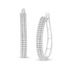 Thumbnail Image 1 of Previously Owned - 1 CT. T.W. Diamond Multi-Row Hoop Earrings in 10K White Gold