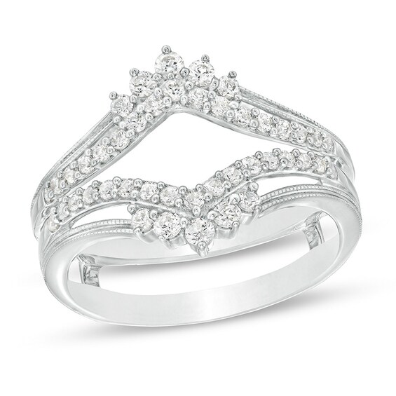 Previously Owned - 1/2 CT. T.w. Diamond Crown Vintage-Style Solitaire Enhancer in 10K White Gold