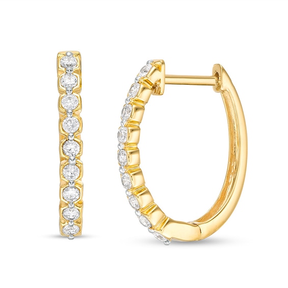 Previously Owned - 3/8 CT. T.w. Diamond Hoop Earrings in 10K Gold