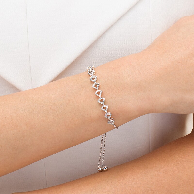 Main Image 3 of Previously Owned - Marilyn Monroe™ Collection 1/2 CT. T.W. Diamond Bolo Bracelet in 10K White Gold - 9.5"