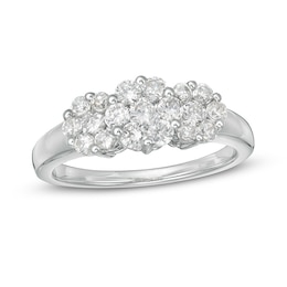 Previously Owned - 1 CT. T.W. Composite Diamond Flower Ring in 10K White Gold