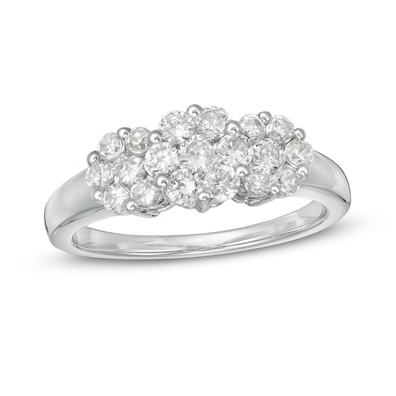 Previously Owned - 1 CT. T.w. Composite Diamond Flower Ring in 10K White Gold