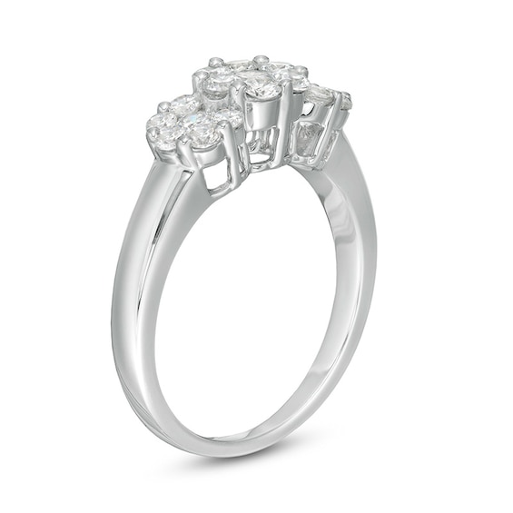 Previously Owned - 1 CT. T.w. Composite Diamond Flower Ring in 10K White Gold