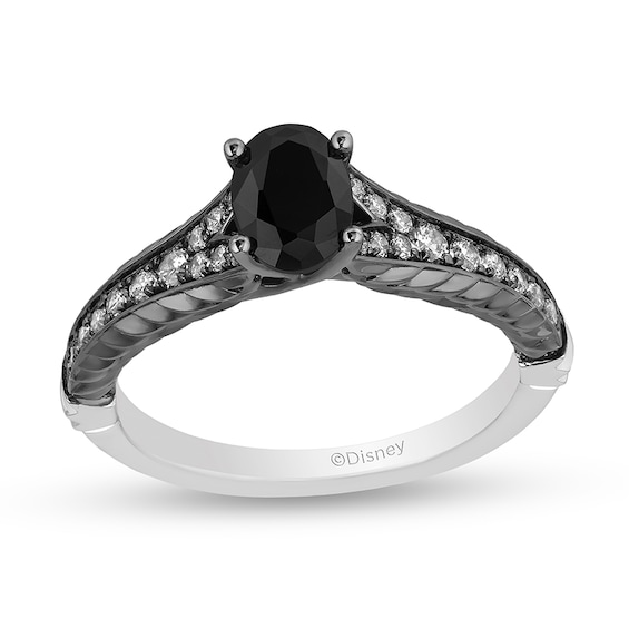 Previously Owned - Enchanted Disney Villains Maleficent 1 CT. T.w. Black and White Diamond Ring in 14K White Gold