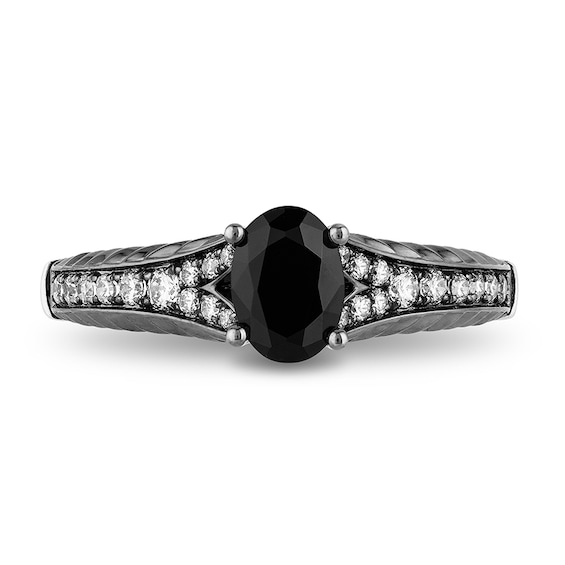 Previously Owned - Enchanted Disney Villains Maleficent 1 CT. T.w. Black and White Diamond Ring in 14K White Gold