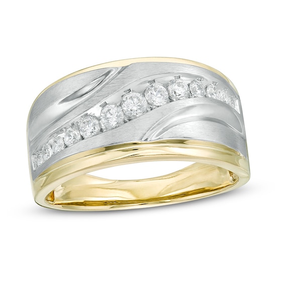 Previously Owned - 1/2 CT. T.w. Diamond Slant Row Ring in 10K Two-Tone Gold