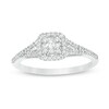 Thumbnail Image 1 of Previously Owned - 1/4 CT. T.W. Baguette and Round Diamond Cushion Frame Split Shank Ring in 10K White Gold