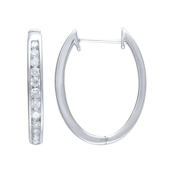 Previously Owned - 1/2 CT. T.w. Diamond Huggie Hoop Earrings in 10K White Gold