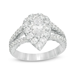 Previously Owned - Love's Destiny by Peoples 2 CT. T.W.  Pear Diamond Frame Engagement Ring in 14K Two-Tone Gold