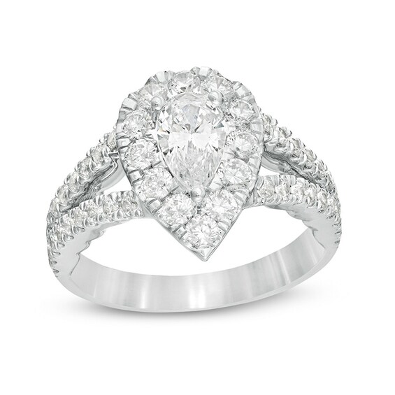 Previously Owned - Love's Destiny by Peoples 2 CT. T.w. Pear Diamond Frame Engagement Ring in 14K Two-Tone Gold