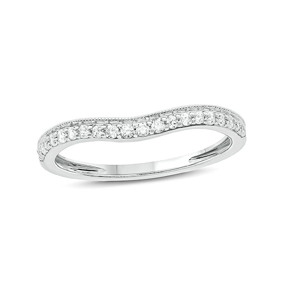 Previously Owned - 1/5 CT. T.w. Diamond Vintage-Style Contour Wedding Band in 10K White Gold