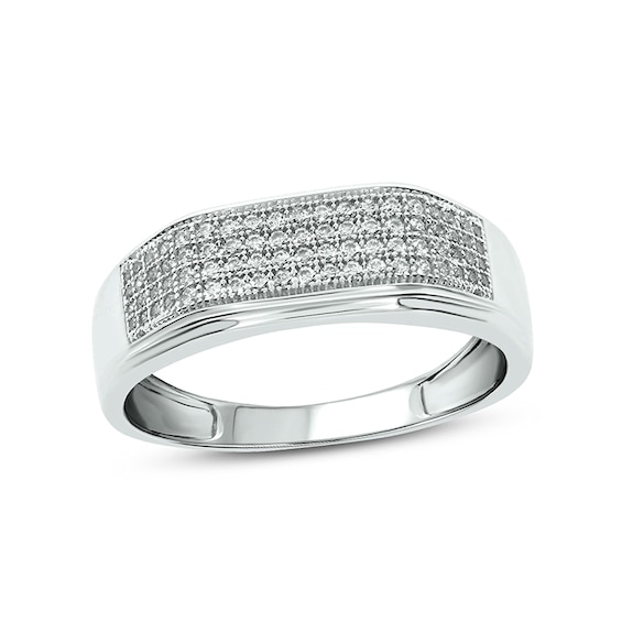 Previously Owned - Men's 3/8 CT. T.w. Diamond Rectangular Wedding Band in 10K White Gold
