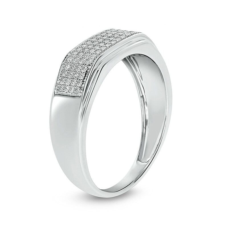 Main Image 2 of Previously Owned - 3/8 CT. T.W. Diamond Rectangular Wedding Band in 10K White Gold