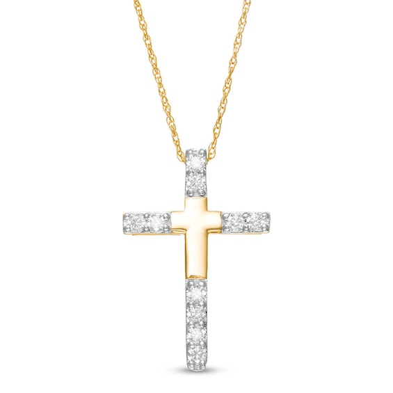 Previously Owned - Remixed Reimagined 1/4 CT. T.w. Diamond Cross Pendant in 10K Gold