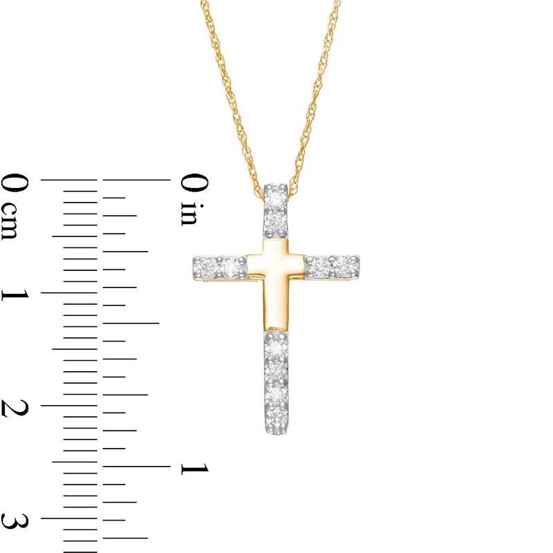 Main Image 4 of Previously Owned - Remixed Reimagined 1/4 CT. T.W. Diamond Cross Pendant in 10K Gold