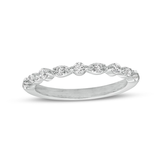 Previously Owned - 1/3 CT. T.w. Composite Marquise and Round Diamond Alternating Band in 10K White Gold