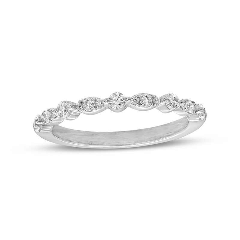 Main Image 1 of Previously Owned - 1/3 CT. T.W. Composite Marquise and Round Diamond Alternating Band in 10K White Gold