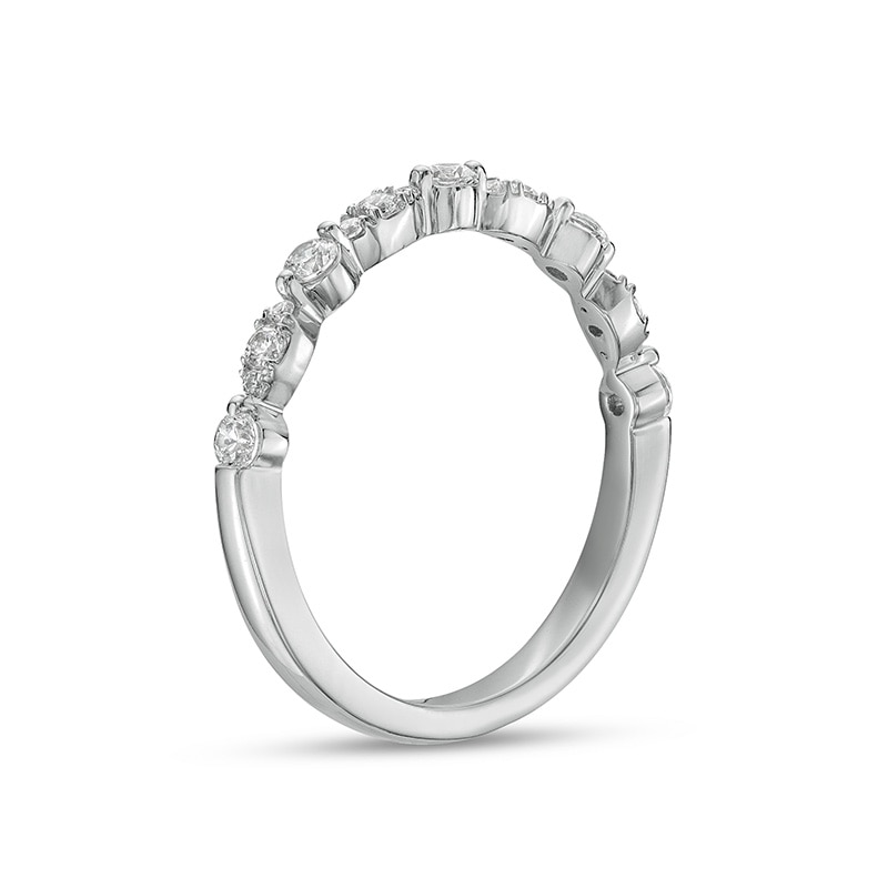 Main Image 2 of Previously Owned - 1/3 CT. T.W. Composite Marquise and Round Diamond Alternating Band in 10K White Gold