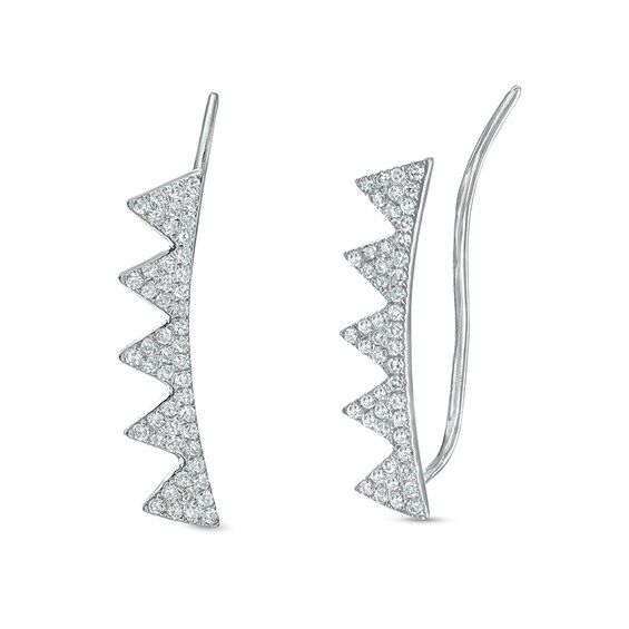 Previously Owned - 1/5 CT. T.w. Diamond Triangle Crawler Earrings in 10K White Gold