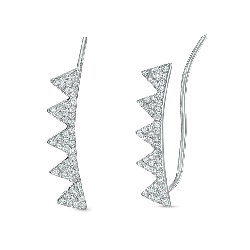 Main Image 1 of Previously Owned - 1/5 CT. T.W. Diamond Triangle Crawler Earrings in 10K White Gold