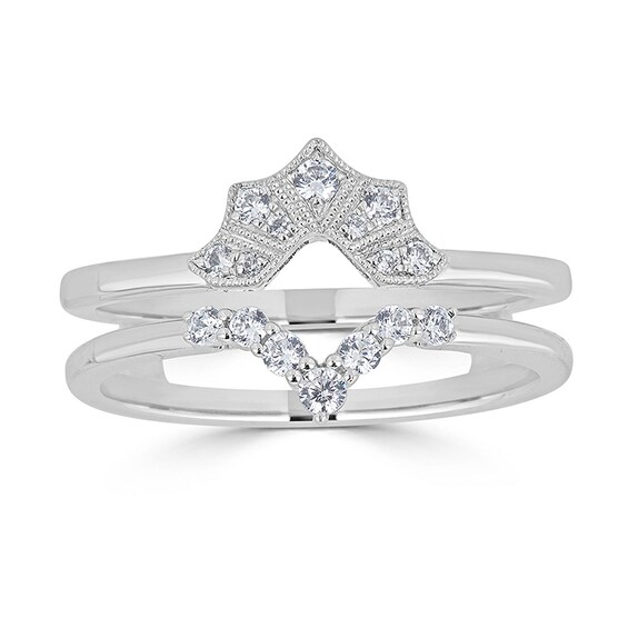 Previously Owned - 1/4 CT. T.w. Diamond Contour Solitaire Enhancer in 14K White Gold