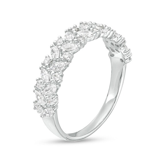 Previously Owned - 5/8 CT. T.w. Marquise and Round Diamond Scatter Double Row Anniversary Band in 10K White Gold